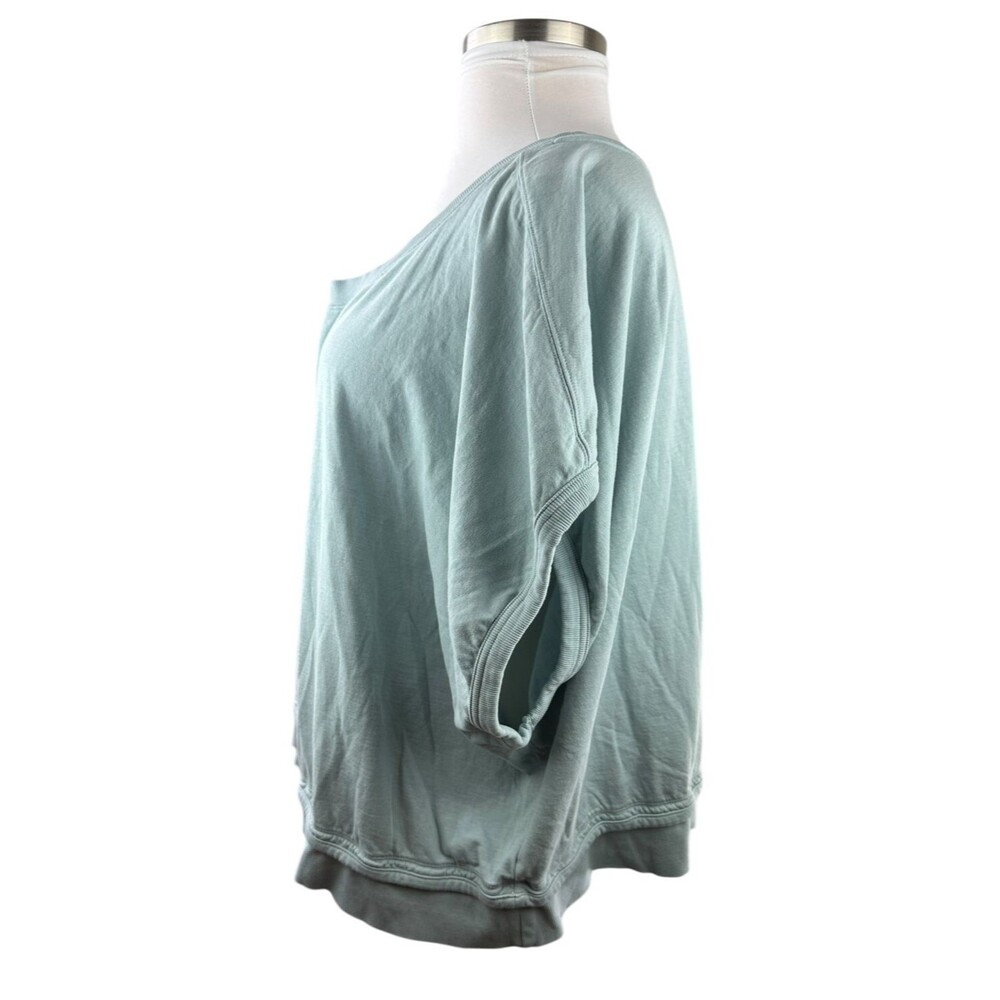 ✨2/$20 Athleta Sundown Shirred Pale Blue Pullover SS Sweatshirt Plus Size 3X - Picture 6 of 10